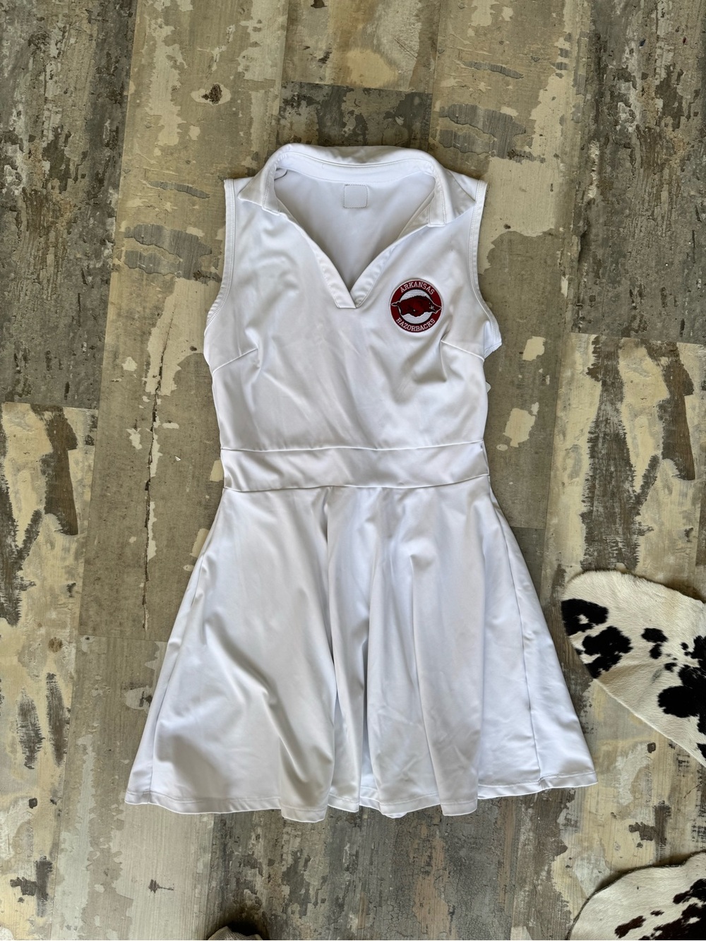Razorback White Sleeveless Tennis Dress